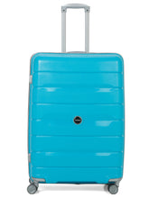 Load image into Gallery viewer, Teakwood Leather Unisex Blue Textured Hard-Sided Trolley Bag