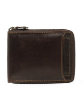Load image into Gallery viewer, Teakwood Genuine Leather Brown Zipper Wallet