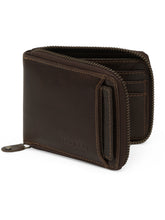 Load image into Gallery viewer, Teakwood Genuine Leather Brown Zipper Wallet