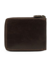 Load image into Gallery viewer, Teakwood Genuine Leather Brown Zipper Wallet