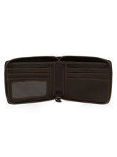 Load image into Gallery viewer, Teakwood Genuine Leather Brown Zipper Wallet