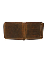 Load image into Gallery viewer, Men's Brown Zip-Around Bifold Leather Wallet