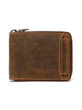 Load image into Gallery viewer, Men's Brown Zip-Around Bifold Leather Wallet