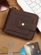 Load image into Gallery viewer, Teakwood Leather Men's Solid Brown Zip Around Wallet