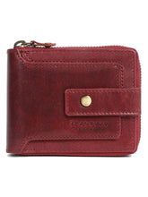 Load image into Gallery viewer, Teakwood Leather Men's Solid Maroon Zip Around Wallet