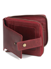 Load image into Gallery viewer, Teakwood Leather Men's Solid Maroon Zip Around Wallet