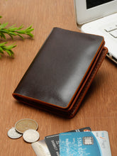 Load image into Gallery viewer, Teakwood Leather Two Fold Brown Card Wallet - Clearance sale
