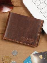 Load image into Gallery viewer, Leather Men's Solid Brown Two Fold Wallet- Clearance Sale