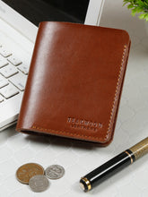 Load image into Gallery viewer, Men Tan Two Fold Leather Wallet