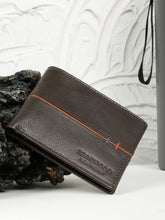 Load image into Gallery viewer, Men's Leather Two-Fold Wallet With Contrasting Piping