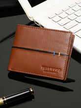 Load image into Gallery viewer, Men's Leather Two-Fold Wallet With Contrasting Piping