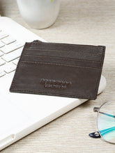 Load image into Gallery viewer, Men's Black Slim Leather Card Holder with Zipper Pocket