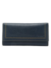 Load image into Gallery viewer, Women Deep Blue Leather Two Fold Wallet
