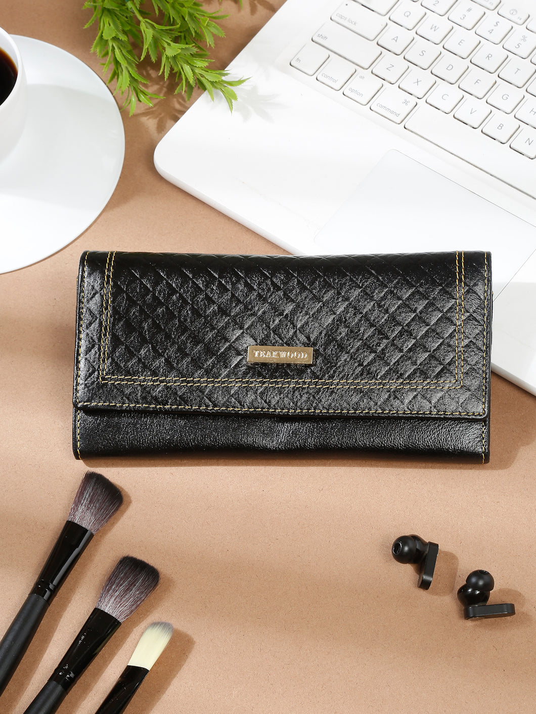 Women Black 3D Leather Wallet