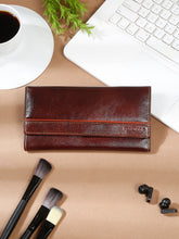 Load image into Gallery viewer, Women Brown Leather Two Fold Wallet

