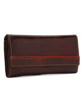 Load image into Gallery viewer, Women Brown Leather Two Fold Wallet
