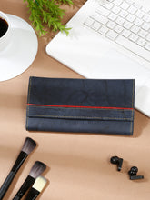 Load image into Gallery viewer, Women Blue Leather Two Fold Wallet