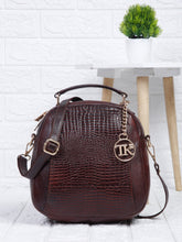 Load image into Gallery viewer, Teakwood Leathers Solid Textured Backpack cum Side Bag (2 in 1)