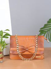 Load image into Gallery viewer, Women's textured Leather Sling Bag With Bow
