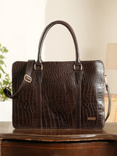 Load image into Gallery viewer, CROCODILE TEXTURED LEATHER LAPTOP BAG
