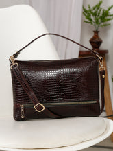 Load image into Gallery viewer, Teakwood Women's Croc Texture Brown Sling Bag