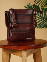 Load image into Gallery viewer, Unisex Brown Leather Sling Bag
