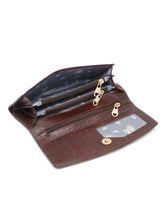 Load image into Gallery viewer, Teakwood Croco Texture Brown Women&#39;s Two Fold Wallet
