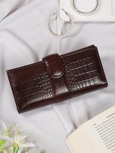 Load image into Gallery viewer, TEAKWOOD CROCO TEXTURE BROWN WOMEN'S TWO FOLD WALLET
