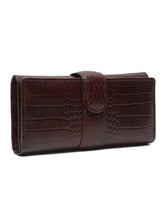 Load image into Gallery viewer, TEAKWOOD CROCO TEXTURE BROWN WOMEN&#39;S TWO FOLD WALLET

