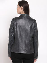 Load image into Gallery viewer, Teakwood Genuine Leathers Women`s Jacket (Grey)