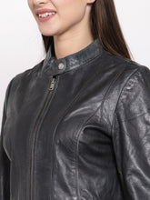 Load image into Gallery viewer, Teakwood Genuine Leathers Women`s Jacket (Grey)