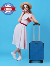 Load image into Gallery viewer, ANDAMAN ROYAL BLUE Textured Zigzag Stripline Unisex Check-in Hardside Cabin Trolley Bag