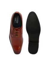 Load image into Gallery viewer, Men Brown Solid Leather Round Toe Formal Derbys