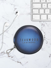 Load image into Gallery viewer, Unisex Blue Solid Leather Zipper Headphone Case - Clearance sale