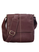 Load image into Gallery viewer, Teakwood Unisex Brown Genuine Leather Messenger Bag