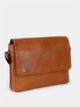 Load image into Gallery viewer, Teakwood Tan Solid Genuine Leather Laptop Bag- Clearance sale