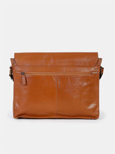 Load image into Gallery viewer, Teakwood Tan Solid Genuine Leather Laptop Bag- Clearance sale