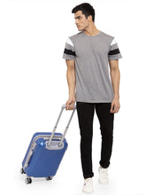 Load image into Gallery viewer, Teakwood Leathers Unisex Blue Textured Hard-Sided Cabin Trolley Suitcase