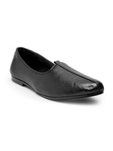Load image into Gallery viewer, Teakwood Men Black Leather Mojaris||Men's Black Traditional Leather Mojari (Jutti/Loafers)