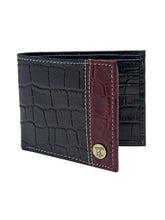 Load image into Gallery viewer, Teakwood Unisex Genuine Leather Black Bi Fold RFID Solid Wallet with Stitch Embroidery||Textured Black color 100% Genuine Leather Men's Wallet||Unisex Leather Bi Fold Wallet