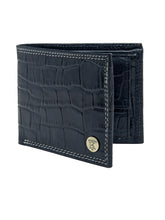 Load image into Gallery viewer, Teakwood Unisex Genuine Leather Blue Bi Fold RFID Solid Wallet