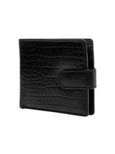 Load image into Gallery viewer, Teakwood Unisex Genuine Leather Black Bi Fold RFID Solid Wallet
