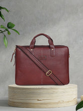 Load image into Gallery viewer, Teakwood Brown Solid Genuine Leather Laptop bag