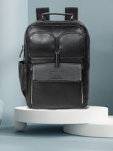 Load image into Gallery viewer, Teakwood Unisex Genuine Leather Black Solid Backpack||Unisex Laptop Bag/Backpack