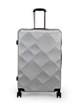 Load image into Gallery viewer, Unisex Set of 3 Silver Textured Hard-Sided Large Trolley Suitcases