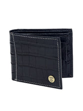 Load image into Gallery viewer, Teakwood Unisex Genuine Leather Brown Bi Fold RFID Solid Wallet with stitch embroidery
