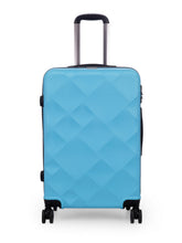 Load image into Gallery viewer, Unisex Set of 3 Blue Textured Hard-Sided Trolley Suitcases