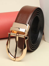 Load image into Gallery viewer, Men Black & Brown Solid Reversible Leather Belt