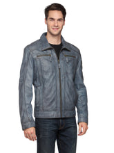 Load image into Gallery viewer, Teakwood Blue Mens Genuine Leather Jacket