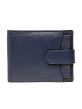 Load image into Gallery viewer, Teakwood Men Genuine Leather Blue Bi Fold Clip Wallet